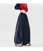American Striped Quick - Drying Relaxed Pants for Men, Straight - Leg Wide - Leg Cargo Design Streetwear Couple's Work Trousers