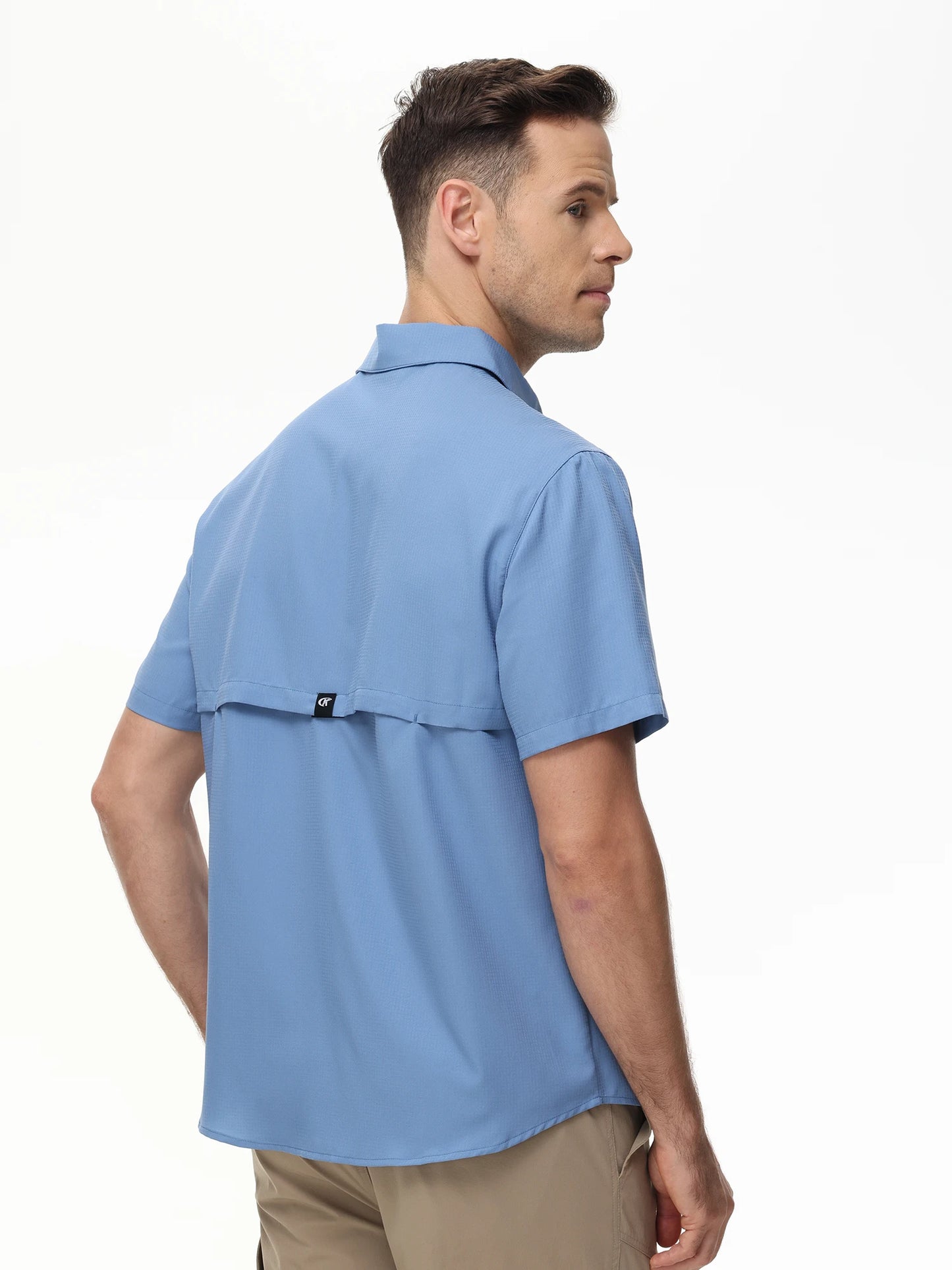 Summer Men's UPF 50+ Fishing Shirts, Lightweight Breathable Short Sleeve Cargo Shirt, Button Down Tactical Shirts Workout