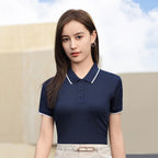 2026 Spring Autumn Cozy Top Women Solid ice silk quick - drying clothesT Shirts Polo Collar Sleeves Comfortable Casual