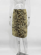 Tossy Snakeskin Printed Fashion Skirt Women's High Waist Slim Contrast Patchwork Commute Streetwear Female Vintage Y2k Skirt