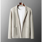 100% Pure Wool Cardigan Men's Spring And Autumn High-End Outerwear Sweater Casual Small Suit Jacket Olive Collar Sweater
