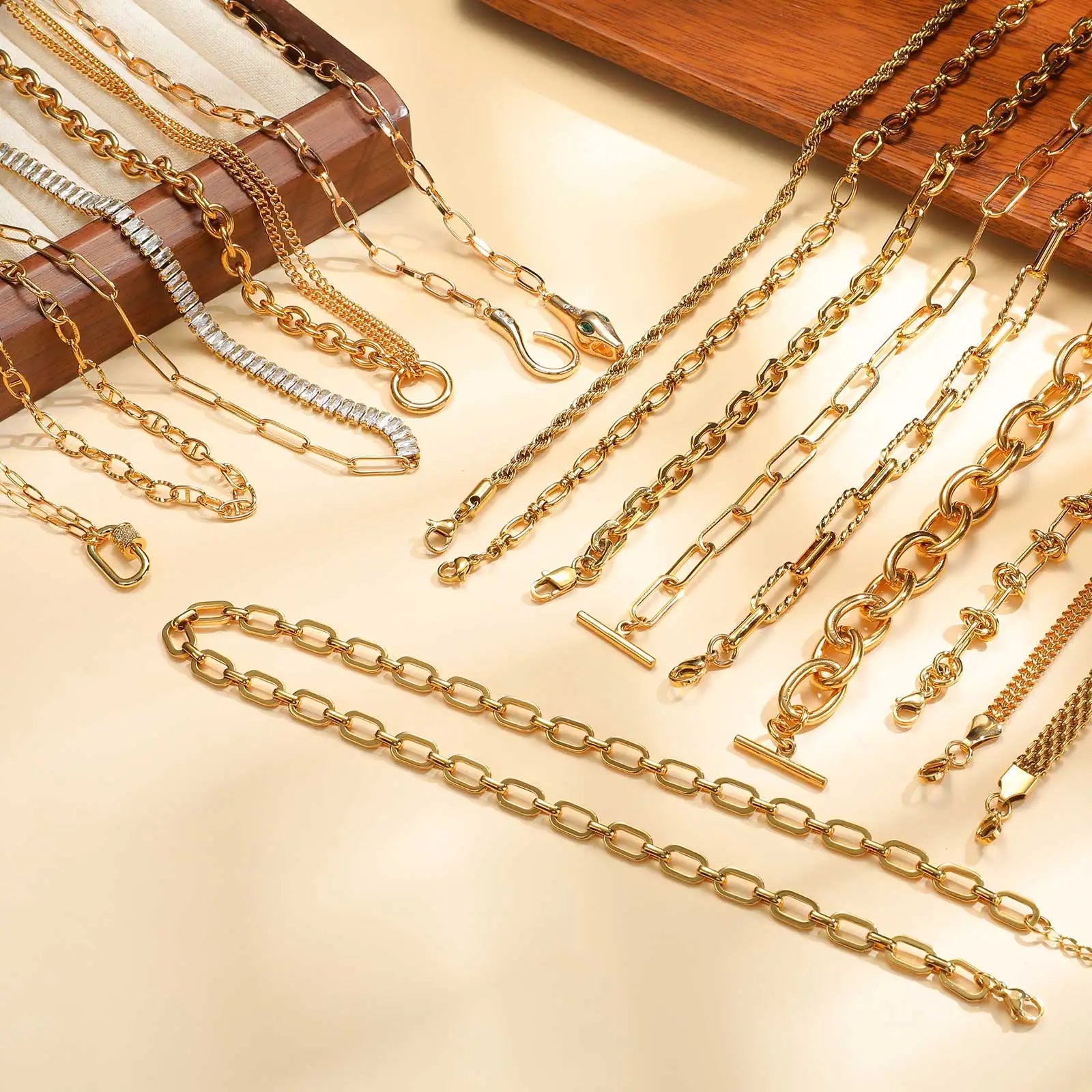Chunky Gold Plated Link Necklace For Women, Stainless Steel Oval Thick Chain Choker Minimalist Jewelry Trendy Party Jewelry Gift