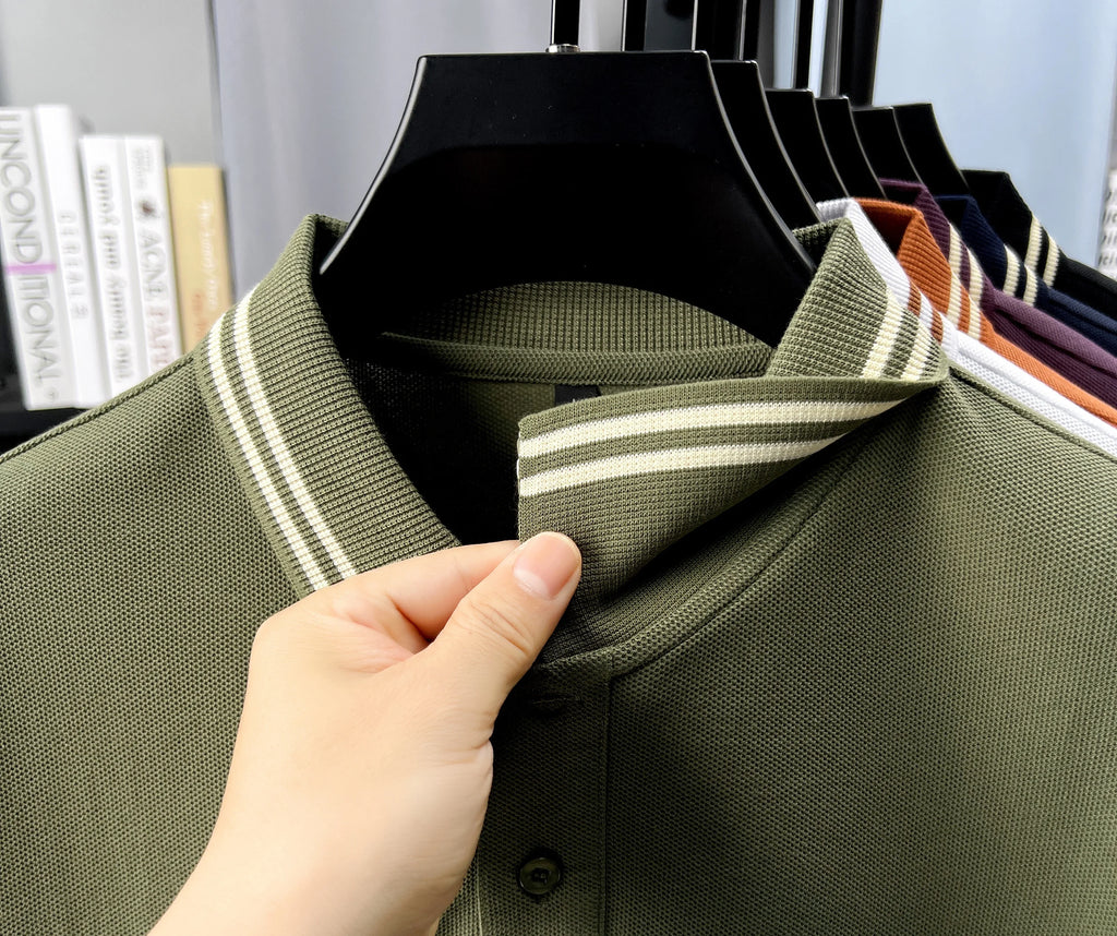 100% pure cotton high-quality T-shirt summer new men's short sleeve business casual polo shirt exquisite brand embroidered top