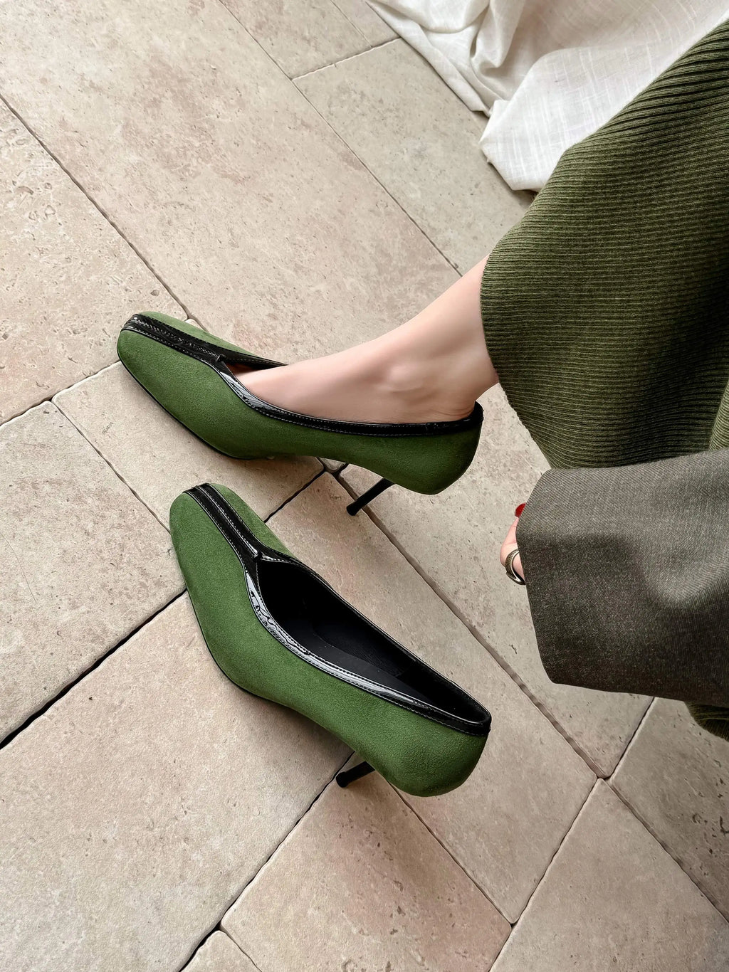 Krazing Pot Superstar Kid Suede Shallow Square Toe High Heels Spring Autumn Shoes Office Lady Party Wedding Dress Women Pumps