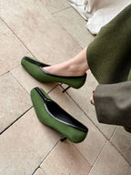 Krazing Pot Superstar Kid Suede Shallow Square Toe High Heels Spring Autumn Shoes Office Lady Party Wedding Dress Women Pumps