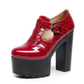 14cm Small Size 32-43 Elegant Patent Leather Mary Janes Chunky Platform Pumps 2025 Spring Block High Heels Shoes for Model Dress
