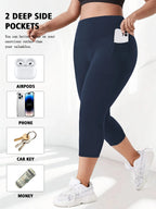 Women High Waist Plus Size 7/8 Yoga Leggings with Pockets Milk Silk Breathable Sport Women's pantss Base Leggings for Fitness