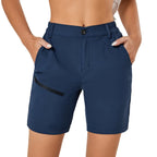 Women's Hiking Cargo Shorts Quick Dry Nylon Shorts Summer Travel Active Golf Shorts with 6 Pockets Water Resistant