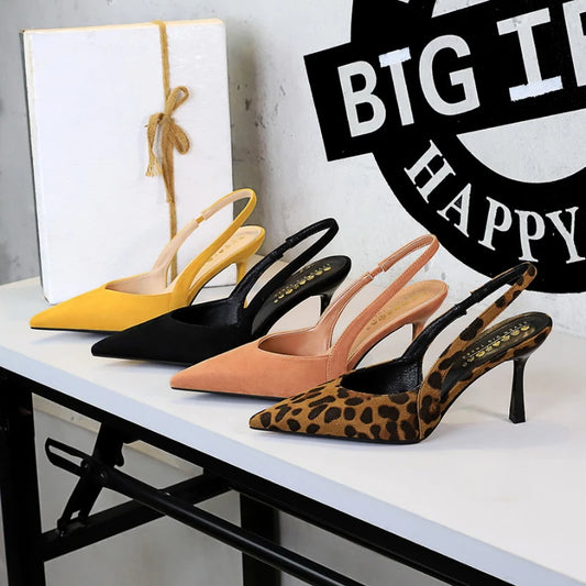 Fashionable Banquet Empty High Heel Shoes For Women's Shoes Thin Heel Pointed Toe Hollow Single Shoes For Women's Shallow Mouth