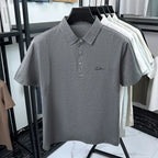 men's summer short sleeved sports polo shirt letter printed breathable t-shirt with air holes casual fashionable men's clothing