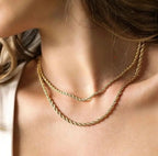Casual Punk Rope Long Chain Necklace for Men Women,Silver Gold Color Stainless Steel Twisted Chain Collars,Hiphop Jewelry Gift