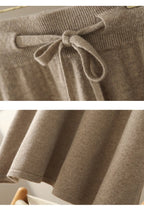 Autumn And Winter100% Pure Wool Skirt Women's Long Pocket Small A Skirt High Waist Slim Cashmere Knit A-Line Skirt