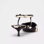 Summer Sandals Women Genuine Leather Women Mid Heels Horse Leather Leopard Print Large Size Pointed Toe Women Sandals