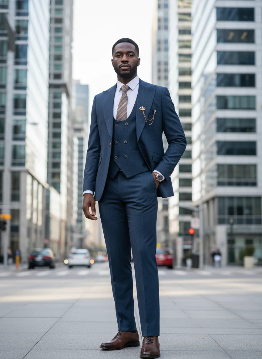 ST Cassy High-End Brand Formal Business Men's Suits Single Breasted Solid Color Slim Fit Suit Wedding Three-Piece