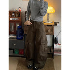 American Vintage 2000s Style High Waist Brown Jeans Pants 2025 Summer Women's Baggy Y2K Wide Leg Denim Trouser Female Clothes