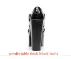 14cm Small Size 32-43 Elegant Patent Leather Mary Janes Chunky Platform Pumps 2025 Spring Block High Heels Shoes for Model Dress