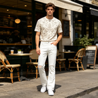 Urban Street Mens Slim Fit Flared Jeans White Black Distressed Jeans Overall Y2k Solid Color Washing Skinny Jeans Men Ripped