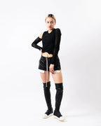 Owen Seak Women‘s Casual Short Mini Slim Fit PU Leather Summer Gothic Women High Street Outdoor Wear Trumpet Mermaid Black Short