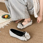 Polka Dot Mary Jane Shoes Women Sweet Ruffle Internal Elevation Shoes Ladies Soft Sole Slip On Daily Comfort Dress Footwear