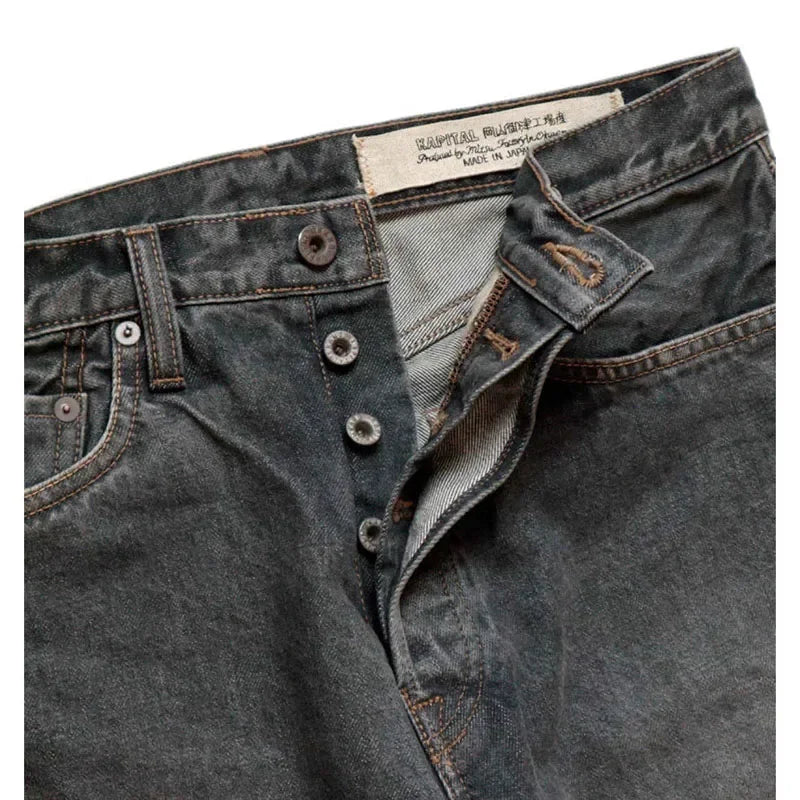 Japan Style KAPITAL 24SS Classic Rivet Set Diamond Casual Cowboy Gemstone Craft Men Jeans Pants