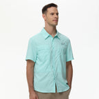 Summer Men's UPF 50+ Fishing Shirts, Lightweight Breathable Short Sleeve Cargo Shirt, Button Down Tactical Shirts Workout