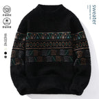 Men's Fashion stripe pattern Sweaters 2024 Autumn/Winter Loose Knittwear Men sweater youth Thick Warm wool pullovers M-4XL ﻿