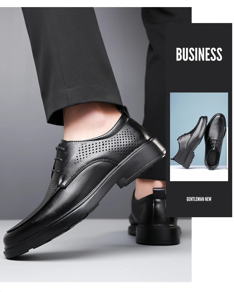 2026 Summer Hollow Out Breathable Deodorant Genuine Leather Business Dress Shoes British Style High-end Formal Shoes Hot Sale