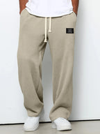 Men's spring-autumn trendy brand loose-fitting stretchy straight-leg sweatpants. Waffle fabric. Micro-bouncy sporty casual pants