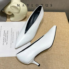 Sandals Luxury Brand Sexy Dress Shoes Elegant Chunky 5.5cm Heeeled Pumps Sexy Pointed Toe Evening Shoes Women Shoes V Cut Shoes