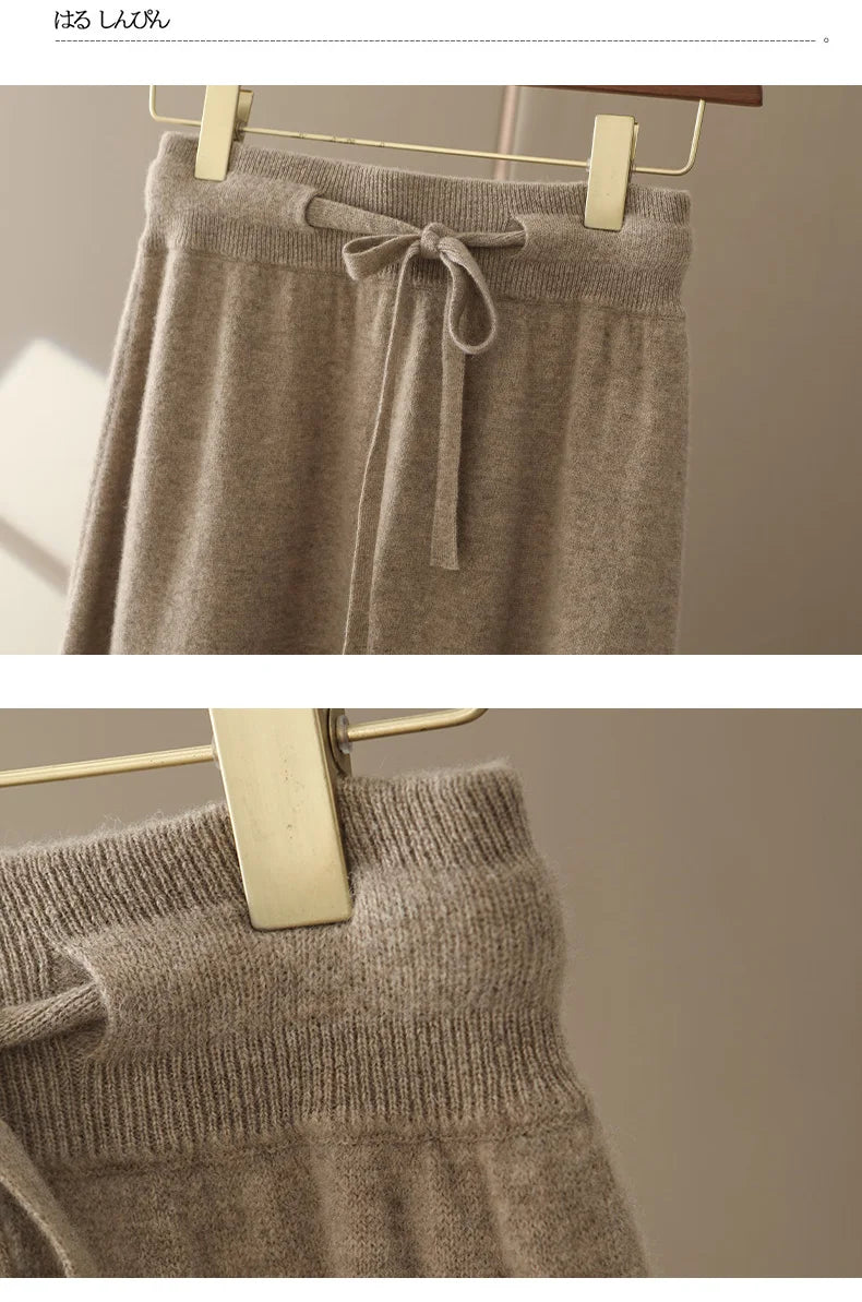Autumn And Winter100% Pure Wool Skirt Women's Long Pocket Small A Skirt High Waist Slim Cashmere Knit A-Line Skirt