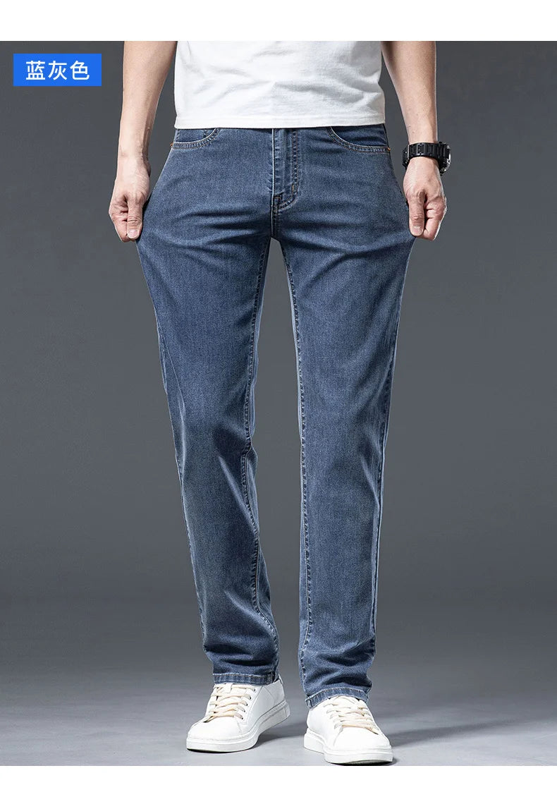 2026 Y2k Pants Men Thin Lyocell Spring Summer Classic Korean Youthful Vitality Men's  Jeans Lightweight Stretch Trousers