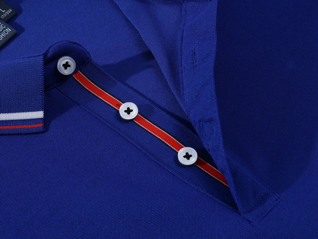 Summer Polo T Shirt Men's Solid Color Polo Shirt Short Sleeved T-shirt European and American Loose Stand Up Collar Casual Top