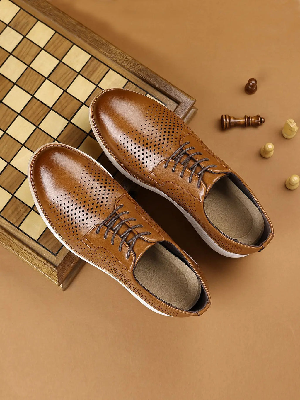 Men's Business Casual Leather Shoes Breathable Hollow Design Spring Summer Formal Shoes Comfortable Spring Summer Leather Footwe