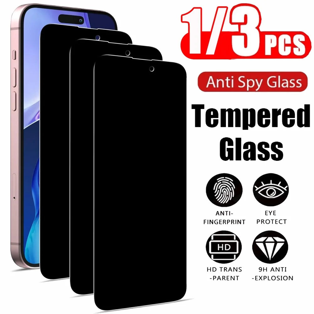 3 Pieces Tempered Glass for iPhone 17 16 15 14 13 12 11 Pro Max Screen Protector for iPhone 17E 16E 12 13 Mini Film with Black Edge