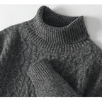 Fall/Winter 100% Wool Men's Turtleneck Thicken Sweater Jacquard Solid Cashmere Knitted Bottom Shirt