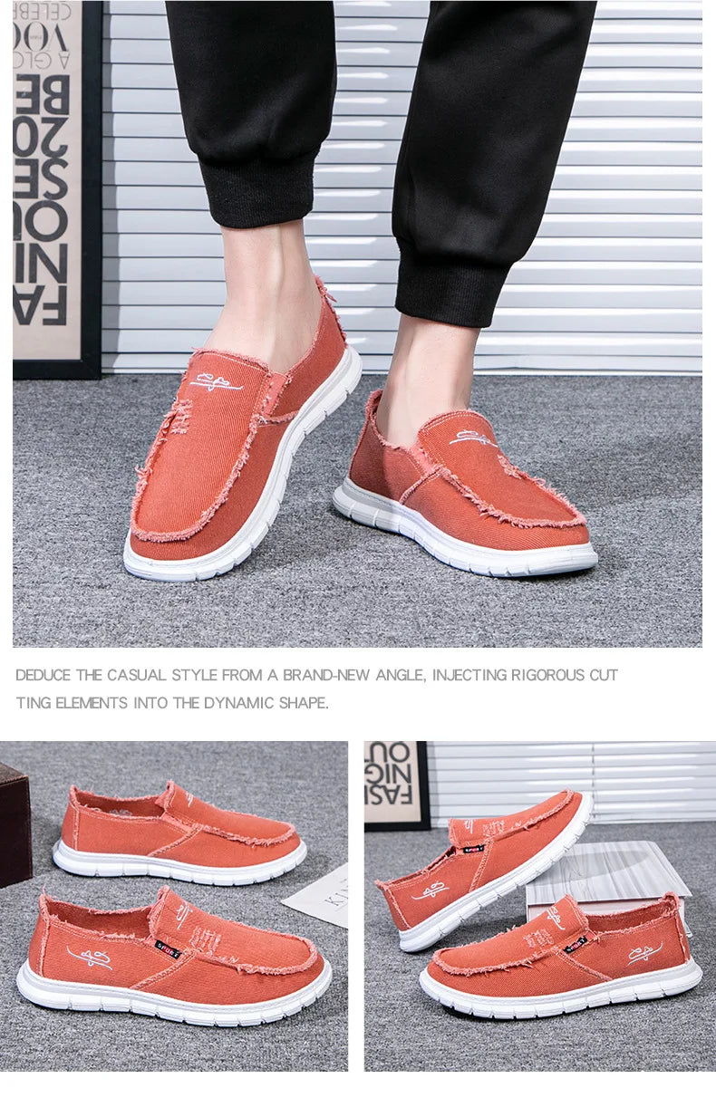 Men's Washed Fabric Casual Shoes Anti Slip and Wear-resistant Driving Shoes Canvas Shoes