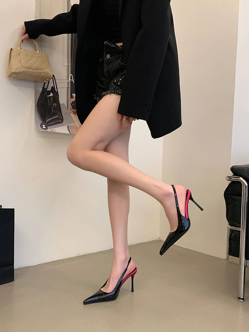Women's Designer Heels Patent Leather Pointed Toe Sculptural Thin High Heels Sandals Pumps Runway Chic Luxury Party Dress Shoes