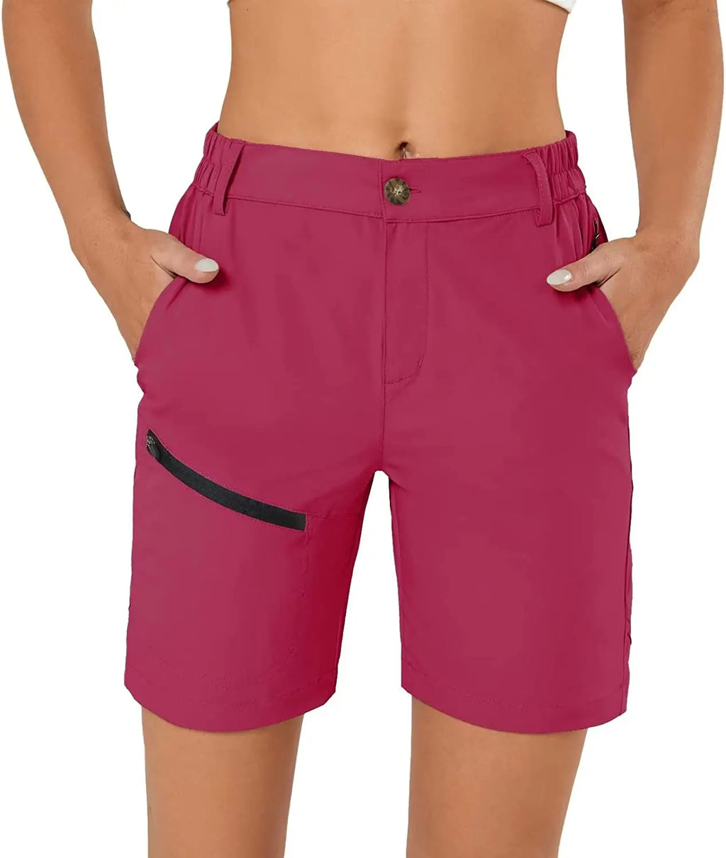 Women's Hiking Cargo Shorts Quick Dry Nylon Shorts Summer Travel Active Golf Shorts with 6 Pockets Water Resistant