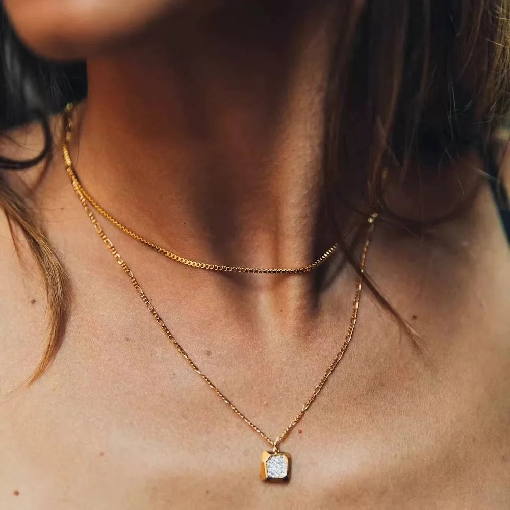 1.2mm Simple Stainless Steel Box Chain Necklace Gold Color Titanium Steel Men Necklace Fashion Women Jewelry Trend Accessories