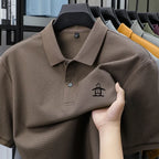 100% pure cotton summer new men's short sleeved polo shirt design high-end brand penguin embroidery business comfortable T-shirt