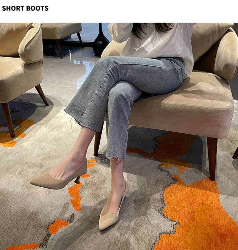 Beige Pointed Toe Kitten Heel Pumps Slip On Dress Shoes Comfortable Non Slip For Business Office Wedding Party Daily Wear  New