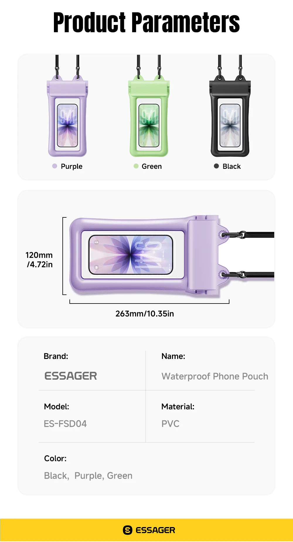 Essager Waterproof Phone Case Swimming Bag IPX8 Floating Bag Protect Pouch Cover For Phone Water Sports For iPhone Huawei Xiaomi