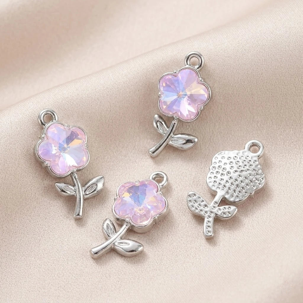 10pcs Mix Gothic Charms Pendants Crystal Glass Heart Dangle Charms Hang Ornament for DIY Keychain Necklace Jewelry Making