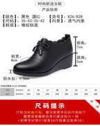 CINESSD 2023 New Fashion Lace Leather Platform Pumps Korean Style Casual Waterproof Pointed Toe Shoes for Women Spring Autumn