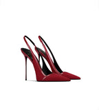 autumn new style wine red suede high-end versatile dress sandals elegant and beautiful pointed toe stiletto heels women's shoes
