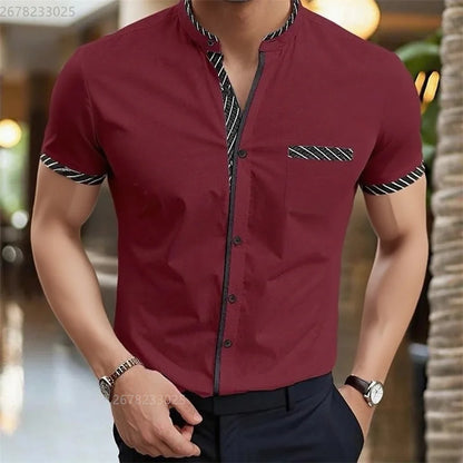 Men's shirt new 3D printed shirt Men's business office wear Men's short sleeve fashion casual breathable fabric XS-6XL