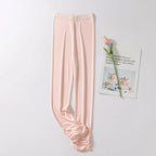 Birdtree Women Leggings Knitted Natural Silk 3/4 Length Slim Pants Anti Emptied Bottoms Black Khaki Summer 2023 New B37129QC