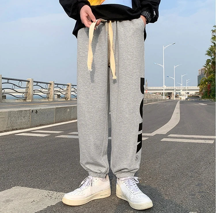 Trousers Hip-hop Wide Leg Sweatpants For Men Summer Stylish Training Cotton Loose Elastic Y2k Casual Baggy Male Sweat Pants L