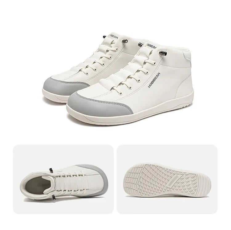 HOBIBEAR Mid-Top Barefoot Shoes Unisex Wide Toe Minimalist Ankle Boots Artificial Leather Outdoor Non-Slip Sneaker