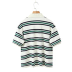 Summer Ladies Polo Shirts Woman Shorts Short Sleeve Brown Striped Vintage Clothes Polo Shirts Mujer Streetwear Crop Tops Casual